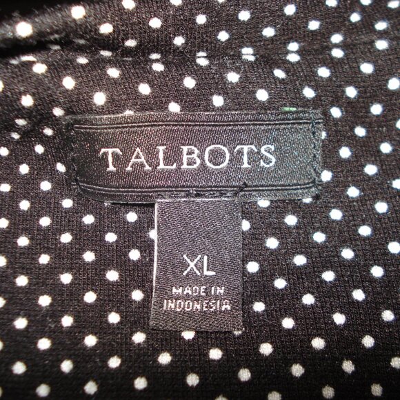 Talbots Polka Dot Blouse Shirt Lace Back Zip 3/4 Sleeve Women's Black & White XL - Picture 6 of 7